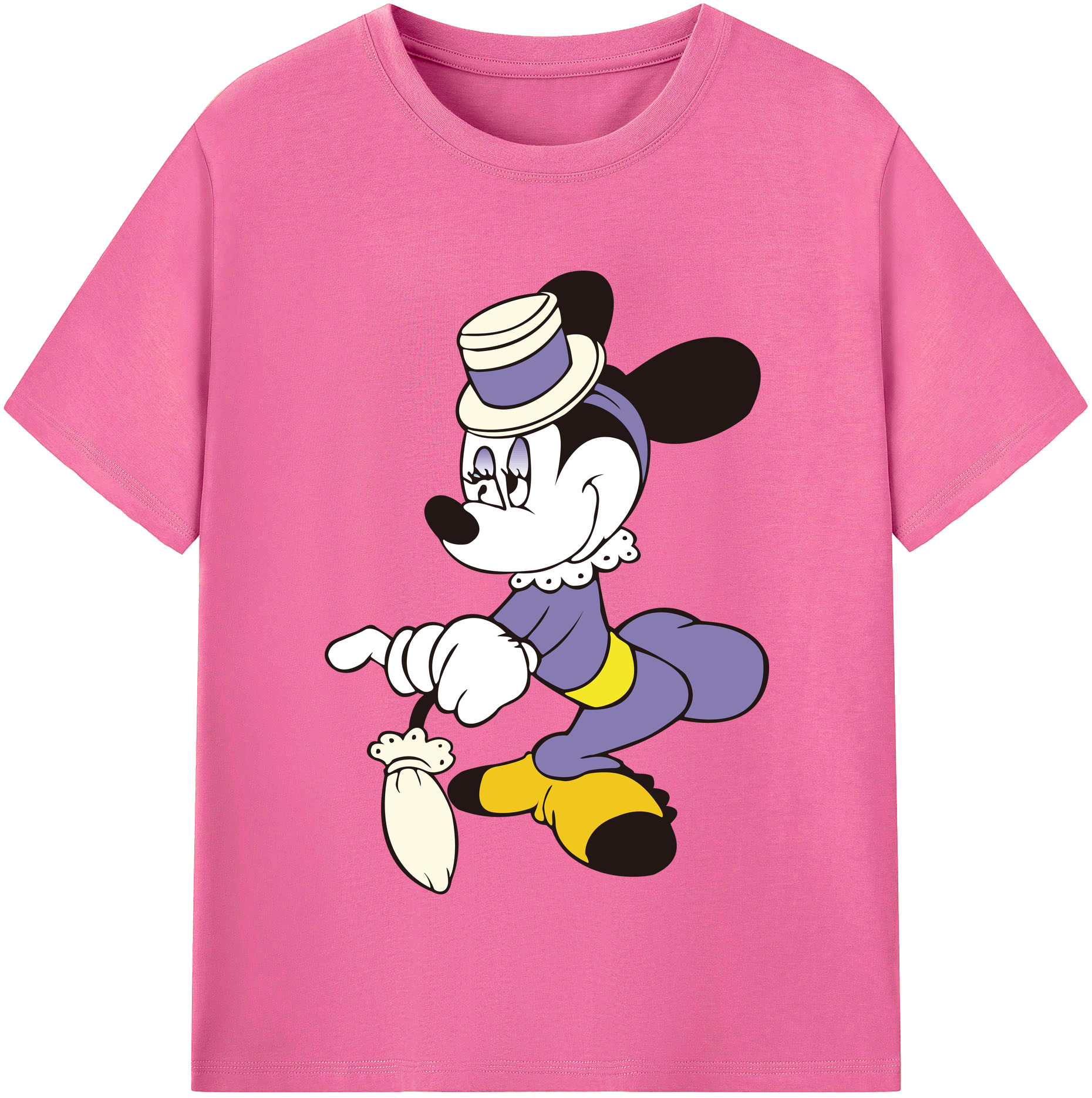 （画像用） ミッキーマウス Mickey Mouse レディースカジュアルプリントTシャツ（綿100％）